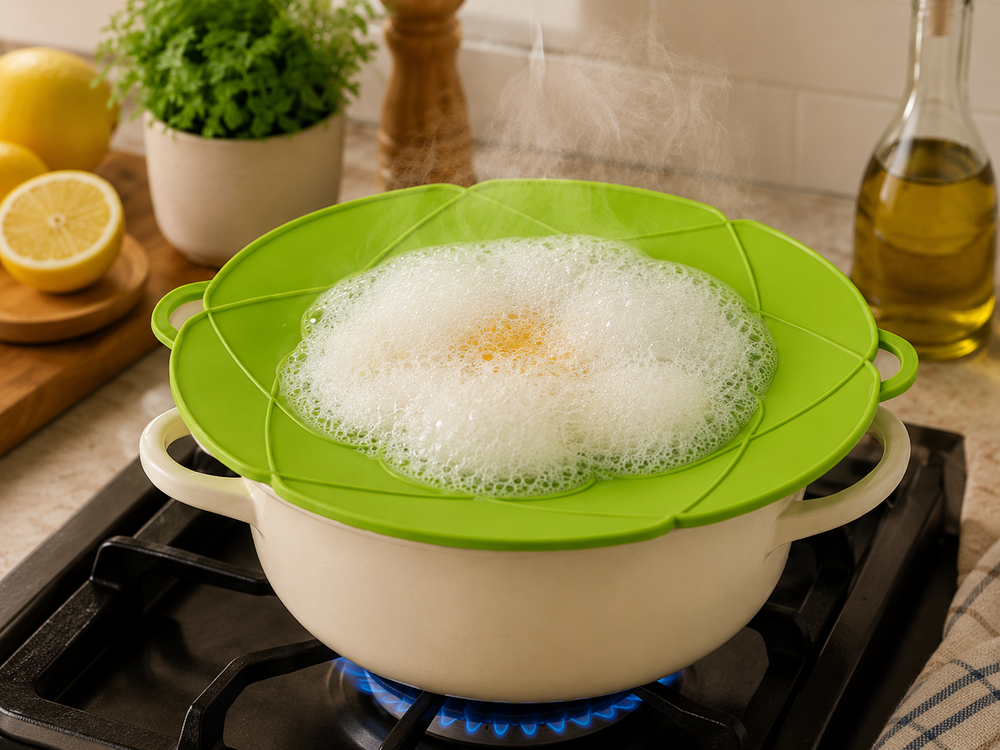 Couvercle en silicone anti-débordement pour casserole, protection anti-éclaboussures