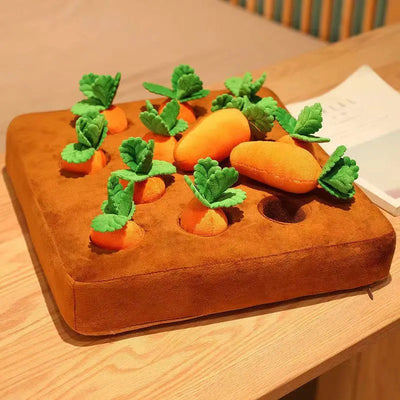 Jouet en peluche interactif cache-cache avec carottes, puzzle sensoriel de recherche de nourriture et d'enrichissement