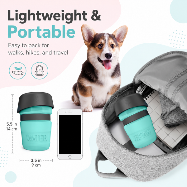 Foldable Dog Travel Water Bottle with Built-In Bowl, Leak-Resistant 520ml Portable Pet Water Dispenser
