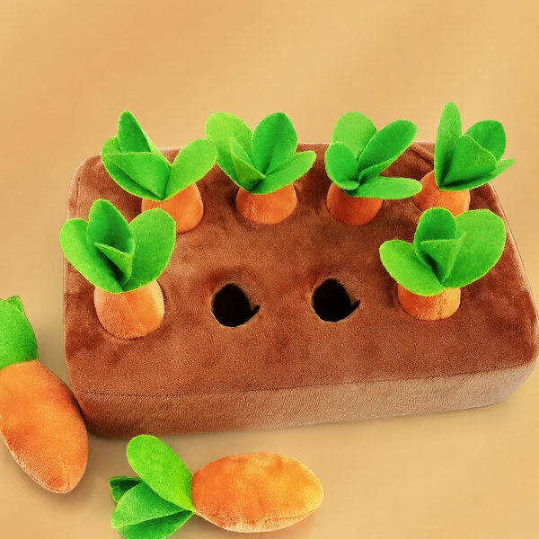 Interactive Carrot Patch Hide & Seek Plush Puzzle, Sensory Foraging & Enrichment Toy