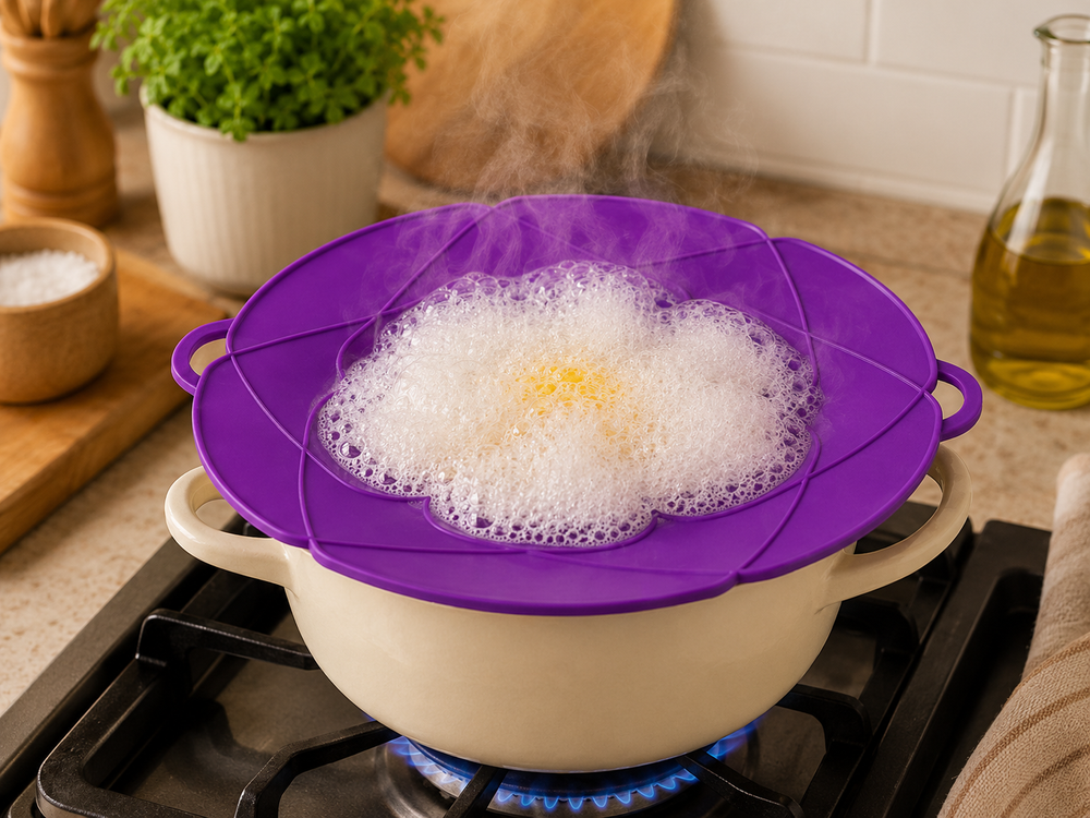 Couvercle en silicone anti-débordement pour casserole, protection anti-éclaboussures
