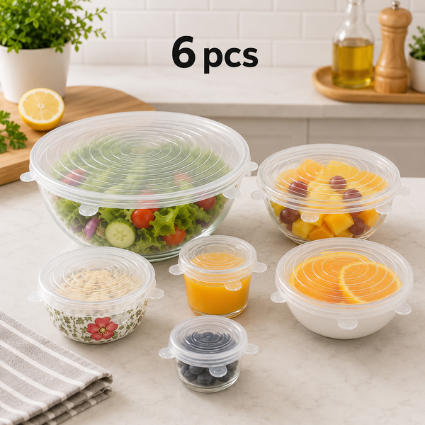 FreshSeal™ Reusable Silicone Stretch Lids – Set of 6
