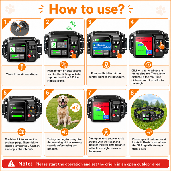 GPS Boundary Collar for Dogs, Wireless Containment System with Adjustable Safety Zone