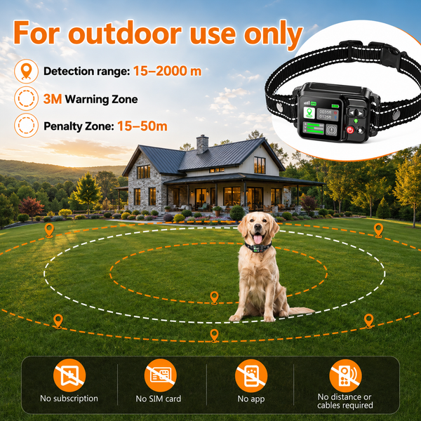 GPS Boundary Collar for Dogs, Wireless Containment System with Adjustable Safety Zone