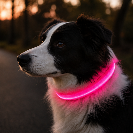 LED Pet Safety Collar, Rechargeable Glowing Dog Collar for Night Walking, Light-Up Collar for Dogs & Cats