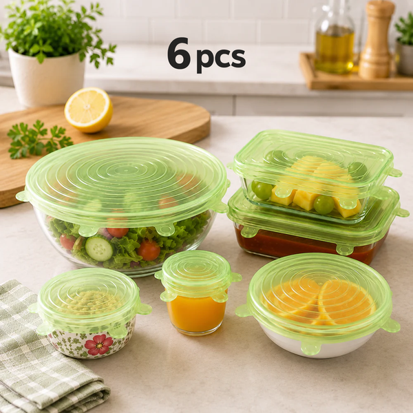 FreshSeal™ Reusable Silicone Stretch Lids – Set of 6
